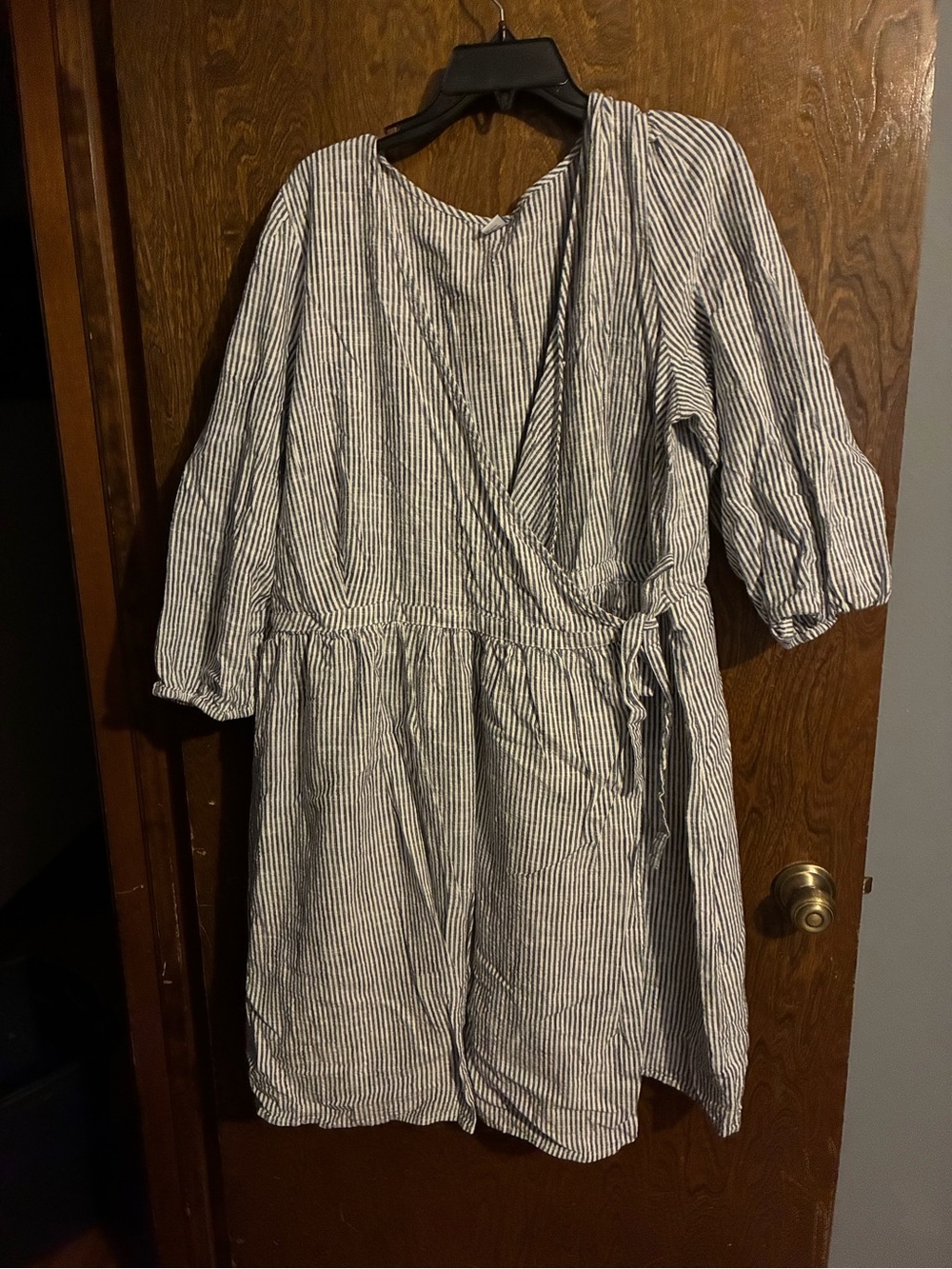 Old Navy Blue and White Striped Wrap Dress